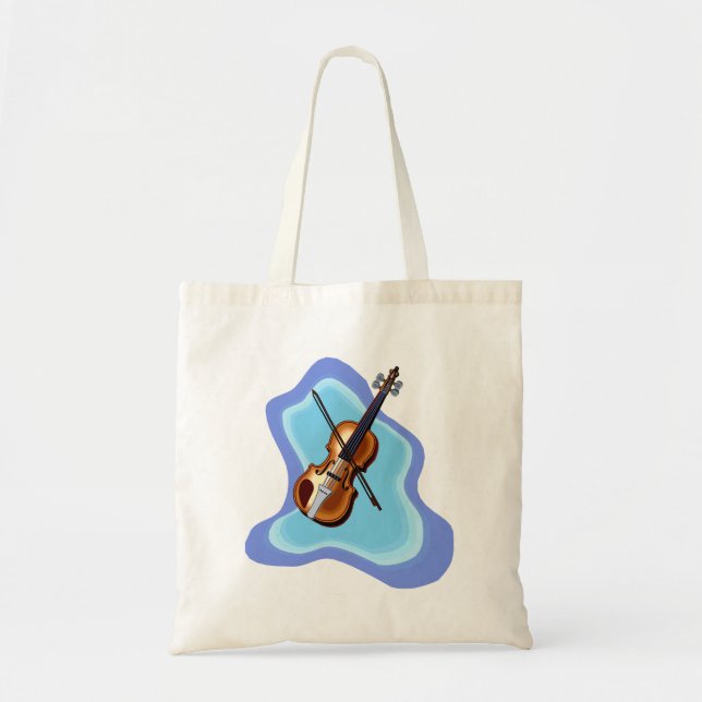 Tote Bag Violon avec l'image bleue de graphique d'arrière - (Devant)