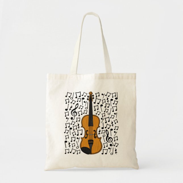 Tote Bag Violon Avec Notes Musicales, Enseignant De Musique (Devant)