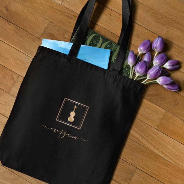 Tote Bag Violon doré Musicien élégant  (Créateur téléchargé)