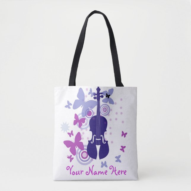 Tote Bag Violon Flutter Fourre-tout avec votre propre nom (Devant)