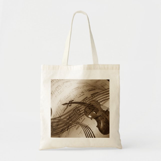Tote Bag Violon vintage et Partition (Devant)
