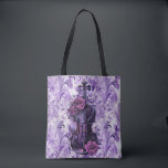 Tote Bag Violon violet sur Lilac Floral Grand Épaule Fourre<br><div class="desc">Violon violet sur Lilac Floral Grand Épaule Fourre-tout</div>