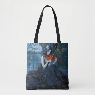 Tote Bag Violoniste gothique Imaginaire foncé dans le jardi