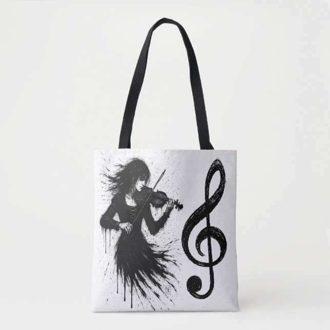 Tote Bag Violoniste Né de l'Encre dans la Tempête du Son (Devant)