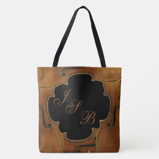 Tote Bag Violons encadrant le monogramme fait sur commande