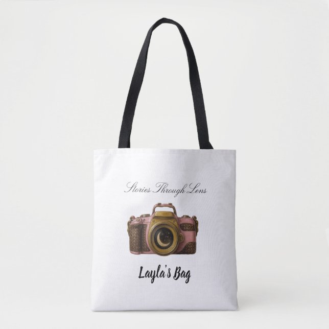 Tote Bag Viral Custom Name Camera Gift Sleek Minimal (Devant)