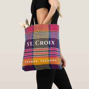 Tote Bag Virgin Islands St Croix Madras Plaid Motif