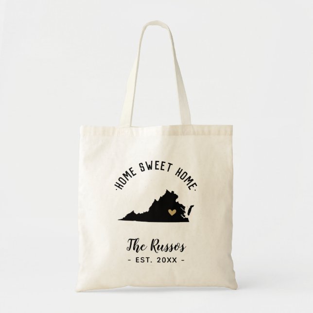 Tote Bag Virginia Home Sweet Home Famille Monogramme (Devant)