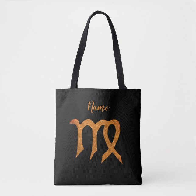 Tote Bag Virgo Gold Zodiac Astrologie Signal Personnalisé (Devant)
