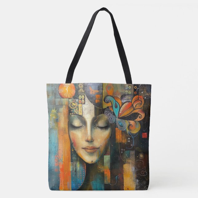 Tote Bag Visage artistique Abstrait coloré (Devant)