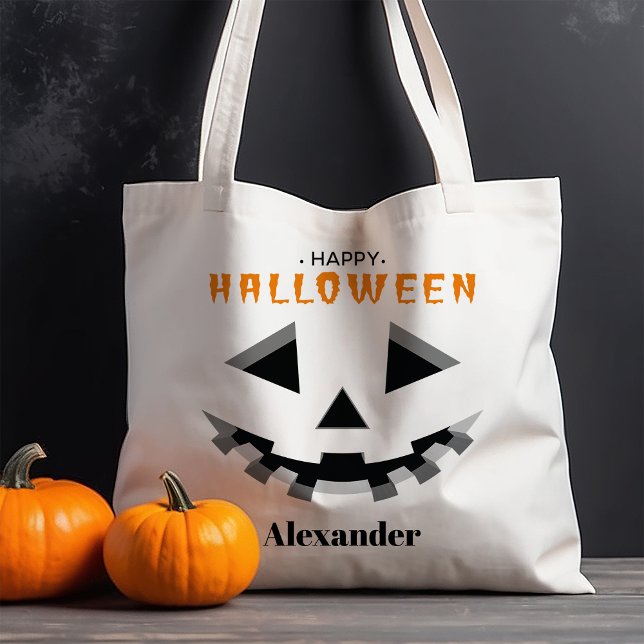 Tote Bag Visage citrouille Joyeux Halloween Trick ou Treat (Créateur téléchargé)