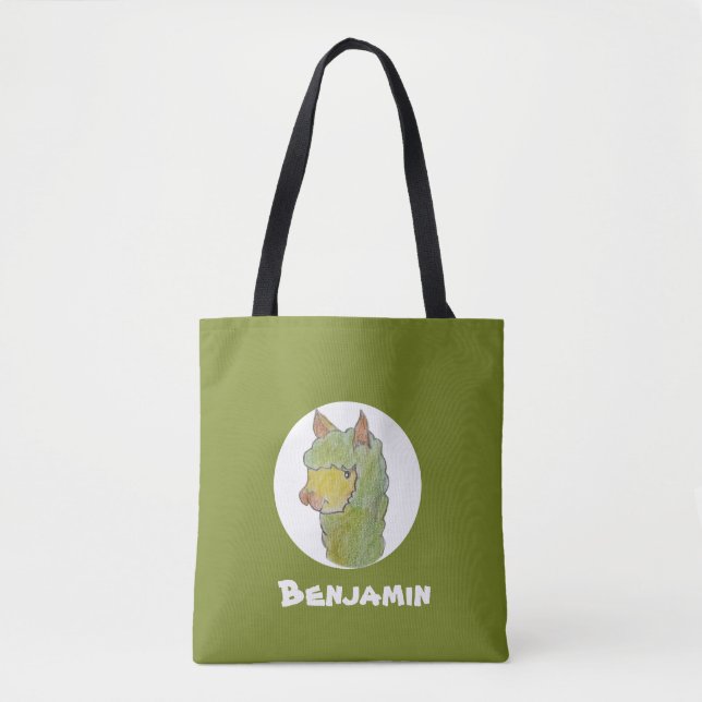 Tote Bag Visage d'alpaca mignon en art  (Devant)
