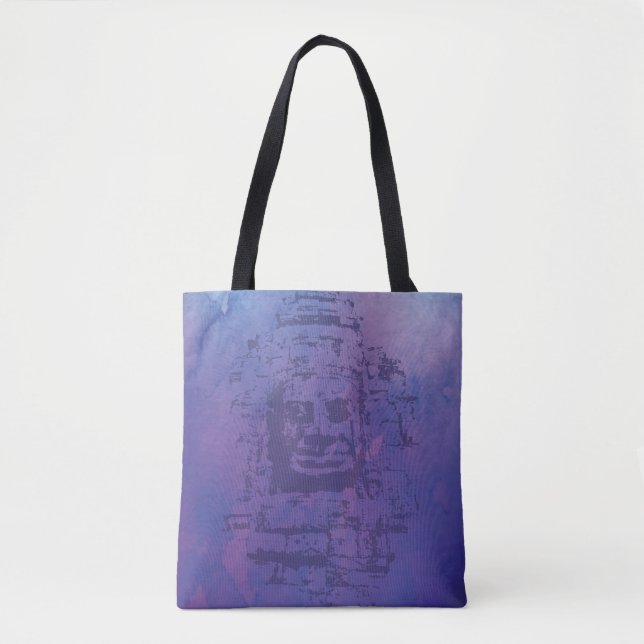 Tote Bag Visage de Bayon violet (Devant)
