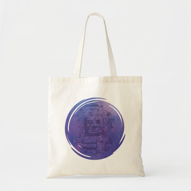 Tote Bag Visage de Bayon violet (Devant)