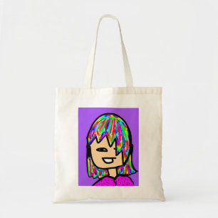 Tote Bag visage de caricature de fille fourre-tout