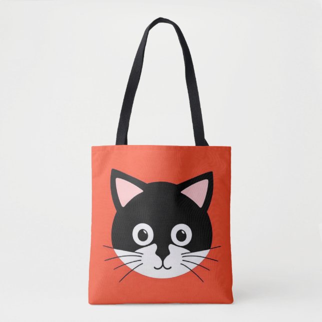 Tote Bag Visage de Chat Mignon Illustration Vibrante (Devant)
