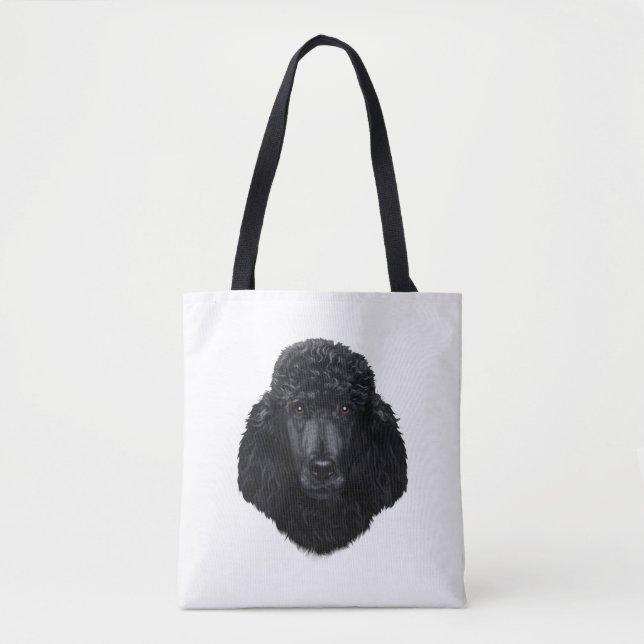 Tote Bag Visage de chien de caniche noir (Devant)