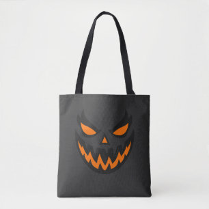 Tote Bag Visage de citrouille Jack O'Lantern Halloween effr