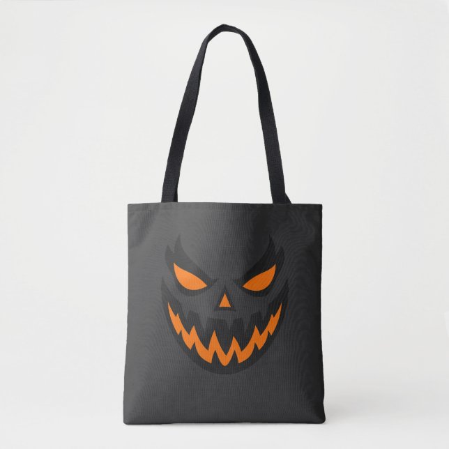Tote Bag Visage de citrouille Jack O'Lantern Halloween effr (Devant)