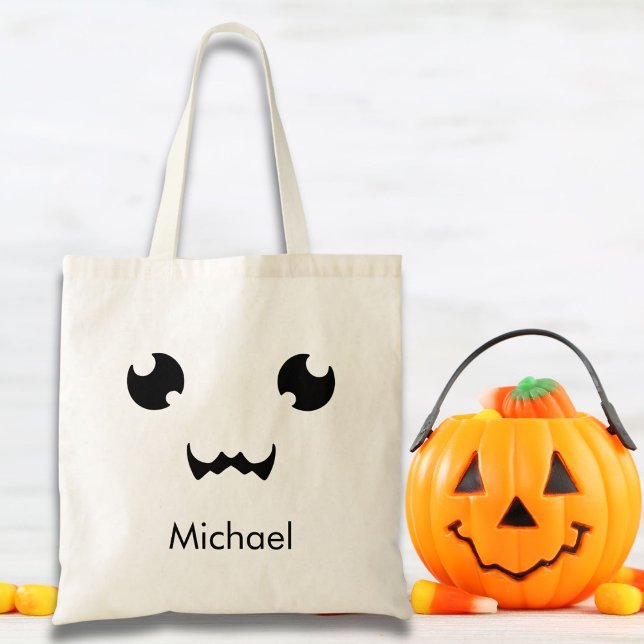 Tote Bag Visage de lanterne Kawaii Jack O' personnalisé (Créateur téléchargé)