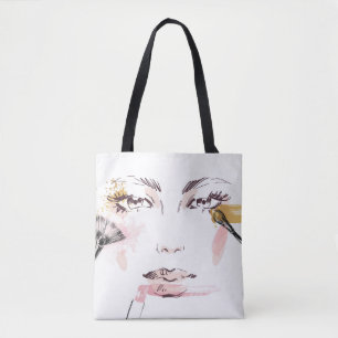Tote Bag Visage de maquillage d'aquarelle