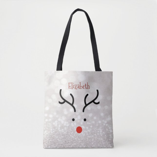 Tote Bag Visage de Renne Adorable, Bokeh (Devant)