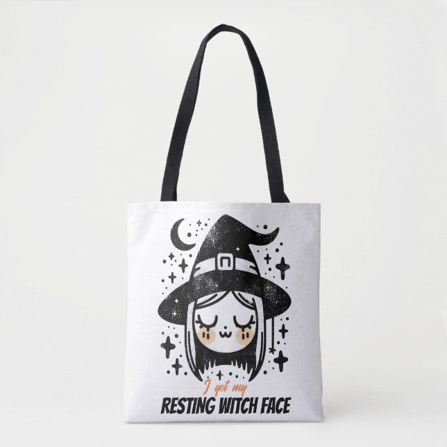 Tote Bag Visage de Sorcière au Repos (Devant)