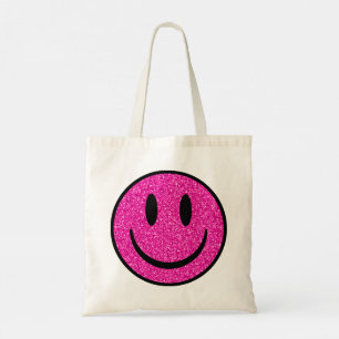 Tote Bag Visage de sourire rose Parties scintillant