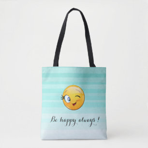 Tote Bag Visage d'Emoji clin d'œil adorable - Soyez heureux