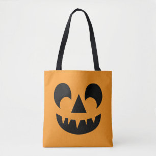 Tote Bag Visage du Citrouille Jack-o'-lantern
