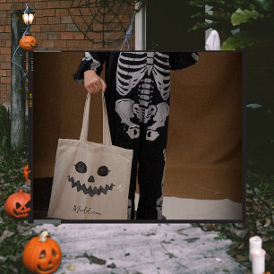 Tote Bag Visage du Citrouille Jack-o'-lantern   Treat pour