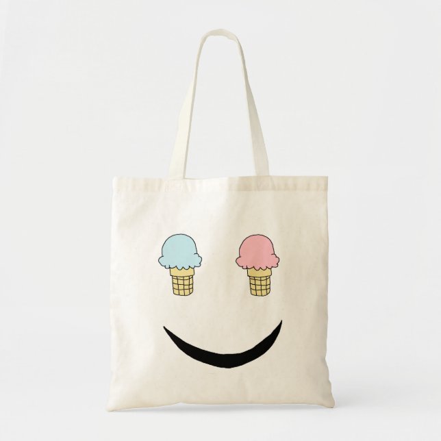 Tote Bag Visage heureux de crème glacée (Devant)