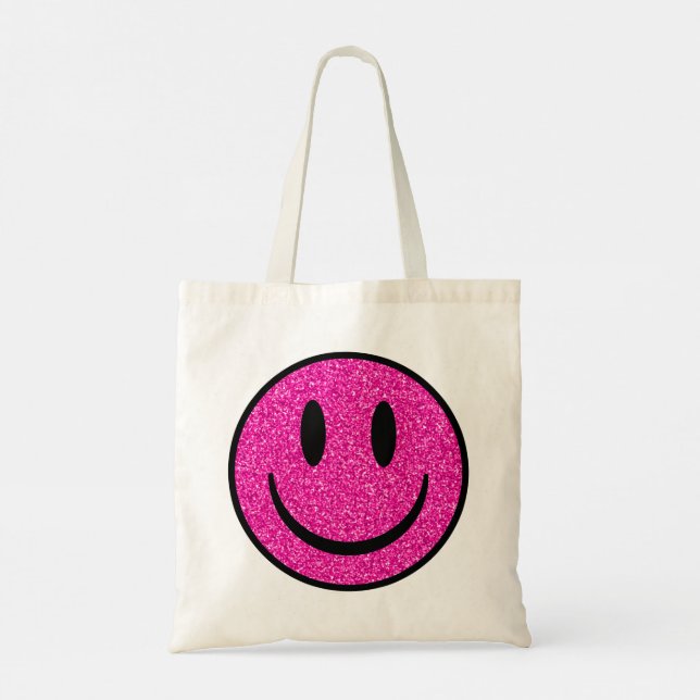 Tote Bag Visage Souriant Paillettes Roses (Dos)
