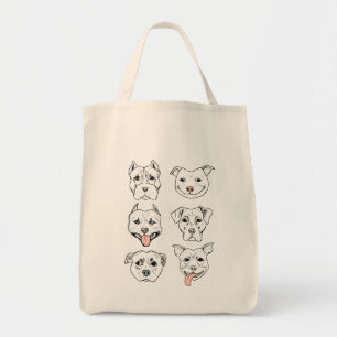 Tote Bag Visages mignons de chien de Pitbull