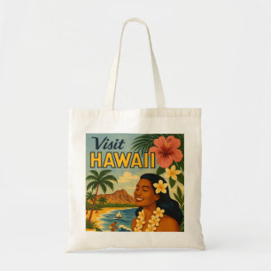 Tote Bag Visite Hawaii Tourisme Art Mid Century