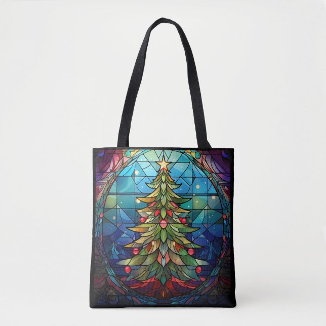 Tote Bag Vitrail de l'arbre de Noël (Devant)