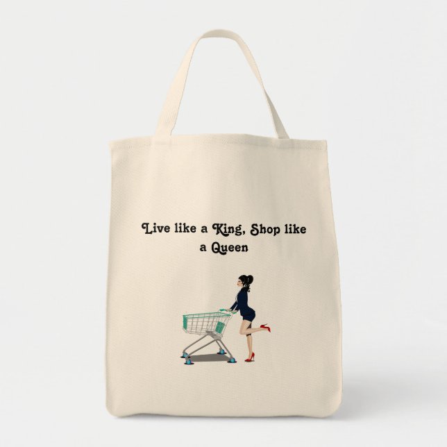 Tote Bag Vivez comme un roi, faites du shopping comme une r (Devant)