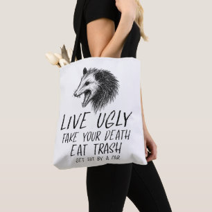 Tote Bag Vivez Vilain Fake Votre Mort Manger Trash Drôle Op