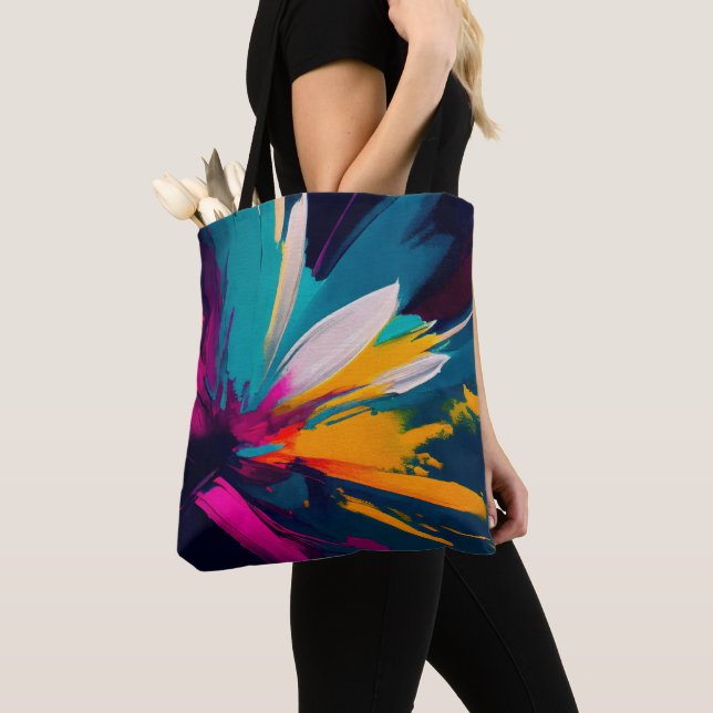Tote Bag Vivid Bloom – Énergie florale abstraite explosive (De près)
