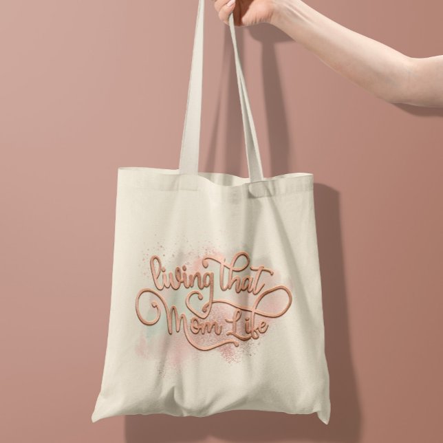 Tote Bag Vivre Cette Maman Vie Amusante Mère Citation Rose  (Créateur téléchargé)