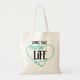 Tote Bag Vivre La Vie Infirmière Stéthoscope Moderne Santé