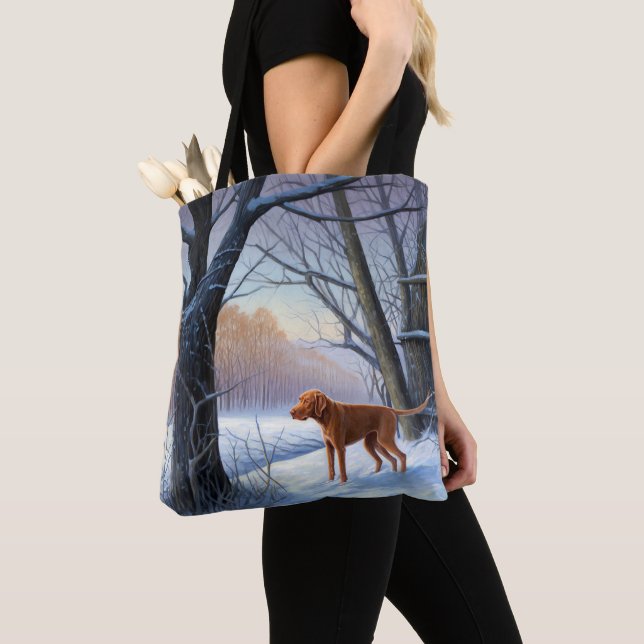 Tote Bag Vizla Laissez tomber la neige de Noël (De près)