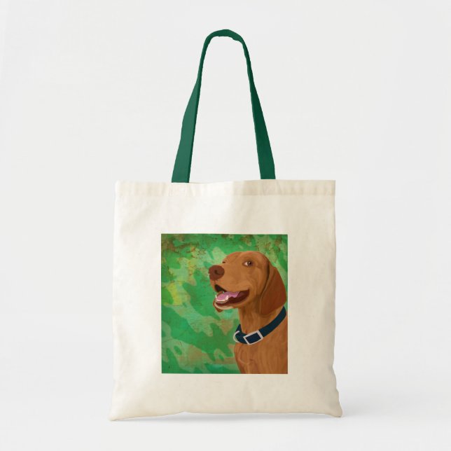Tote Bag Vizsla Brown de sourire sur l'arrière - plan vert (Devant)
