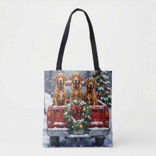 Tote Bag Vizsla camion rouge de Noël vacances