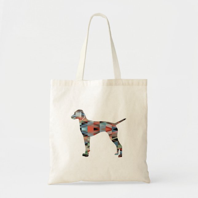 Tote Bag Vizsla Chien Motif géométrique Silhouette Plaid (Devant)