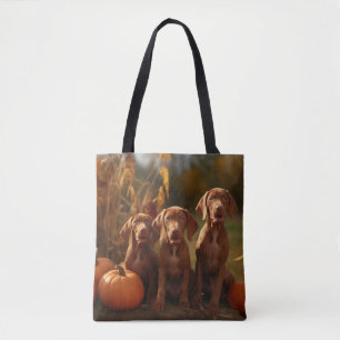 Tote Bag Vizsla chiot Automne Délice Citrouille