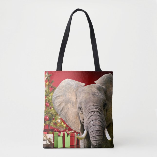 Tote Bag Voeux de Noël éléphant (Devant)
