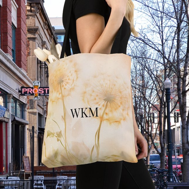 Tote Bag Vœux de pissenlit Monogramme (Créateur téléchargé)