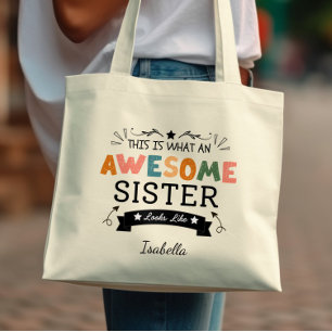 Tote Bag Voici à quoi ressemble une soeur géniale