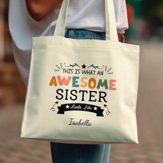 Tote Bag Voici à quoi ressemble une soeur géniale